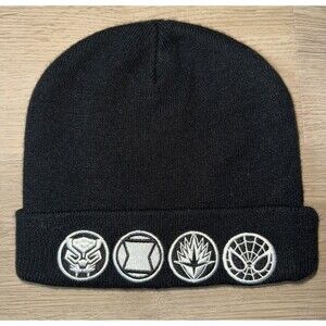 Marvel Avengers Logo Watchman Black Beanie Spider Man Iron Man Adult The Hulk